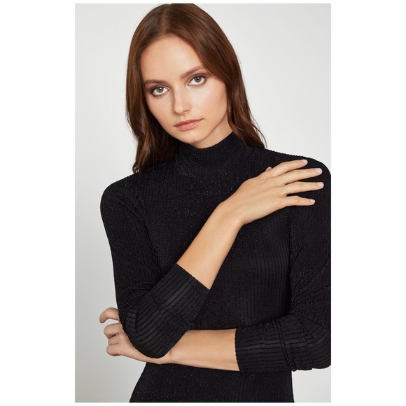 BCBG Turtleneck Metallic Black Sheath Dress S & M - Picture 3 of 6